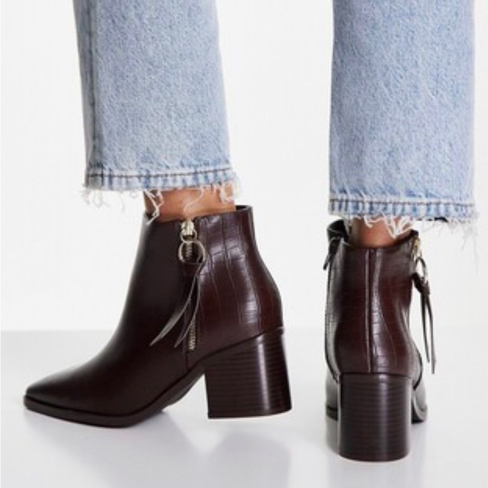 Simply be brown heeled boots